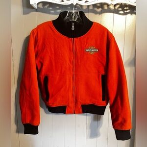 Vintage Ladies Harley-Davidson orange merino wool motorcycle riding jacket